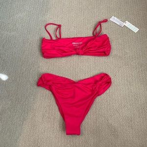 Frankie’s Bikinis Hot Pink Ruched Bottoms